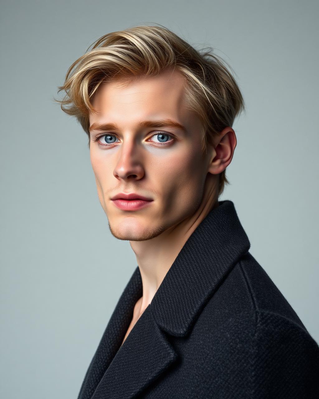 Kai Sørensen, male editorial and menswear talent from Copenhagen, studio rendered cover portrait.