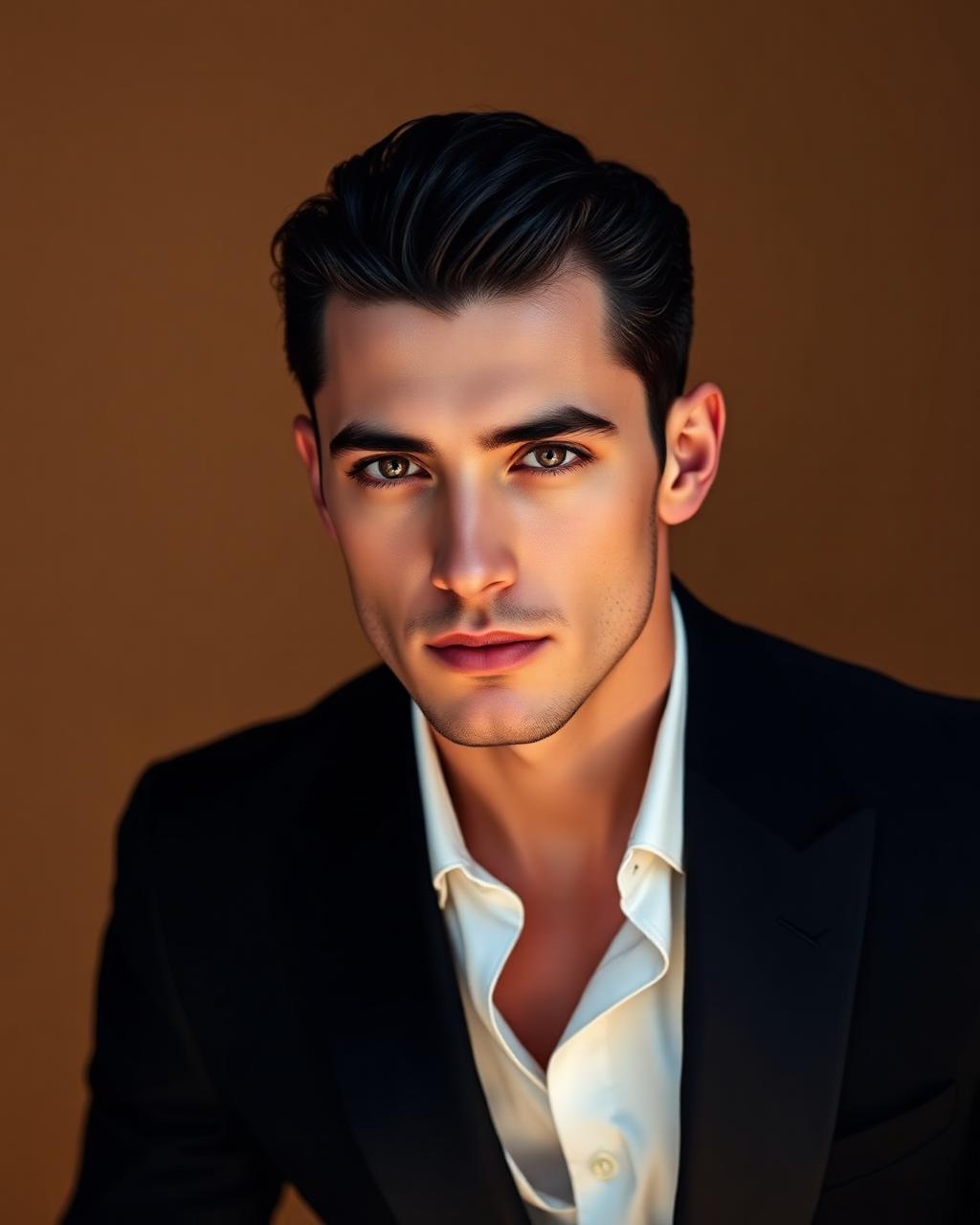 Mateo Silva, male menswear and cover talent from Buenos Aires, studio rendered cover portrait.