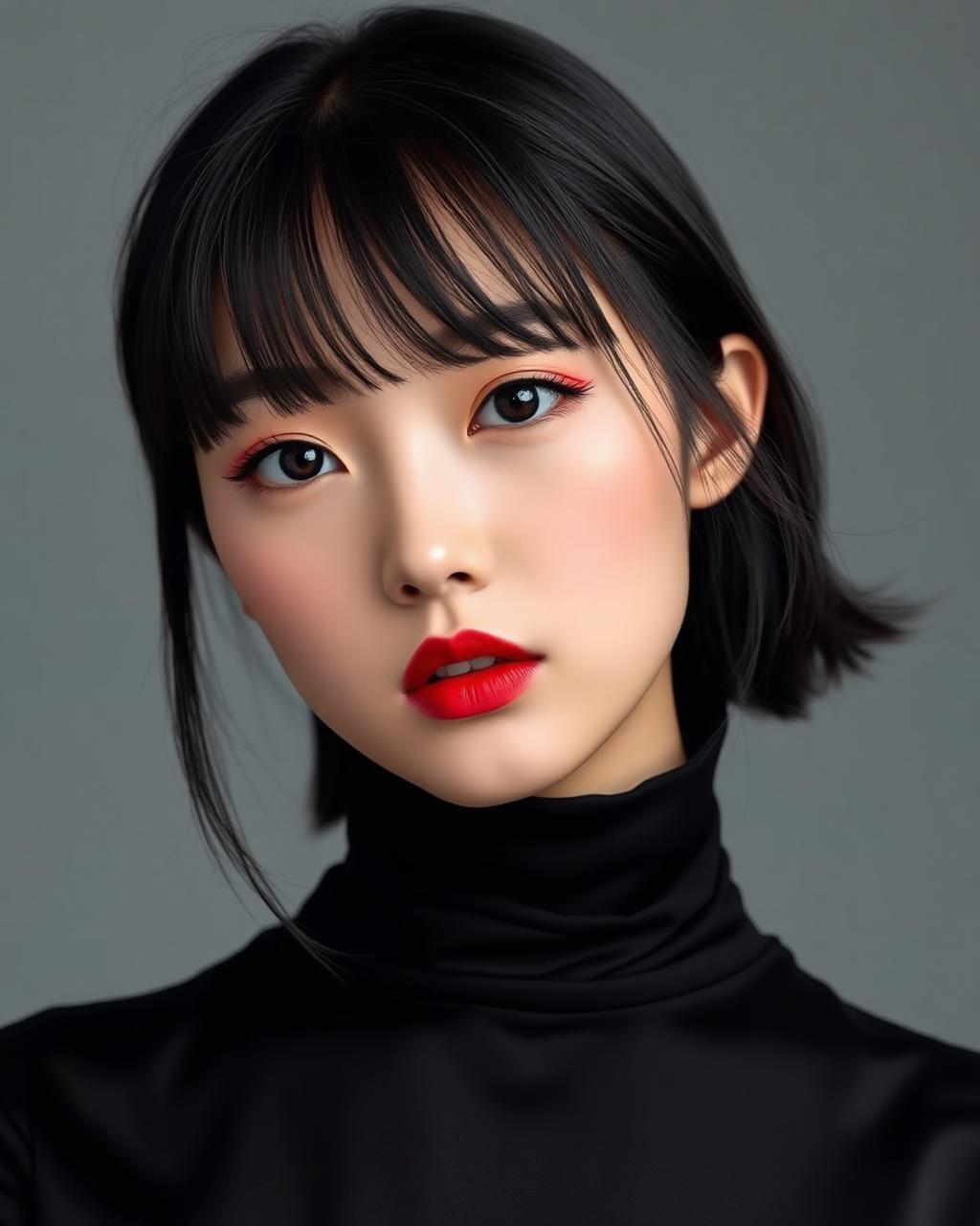 Yuki Tanaka, female beauty and cover talent from Kyōto, studio rendered cover portrait.