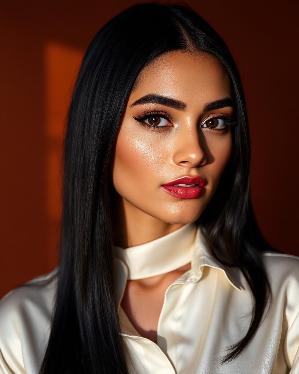 Zainab Al Rashid, female editorial and runway talent from Beirut, studio rendered cover portrait.